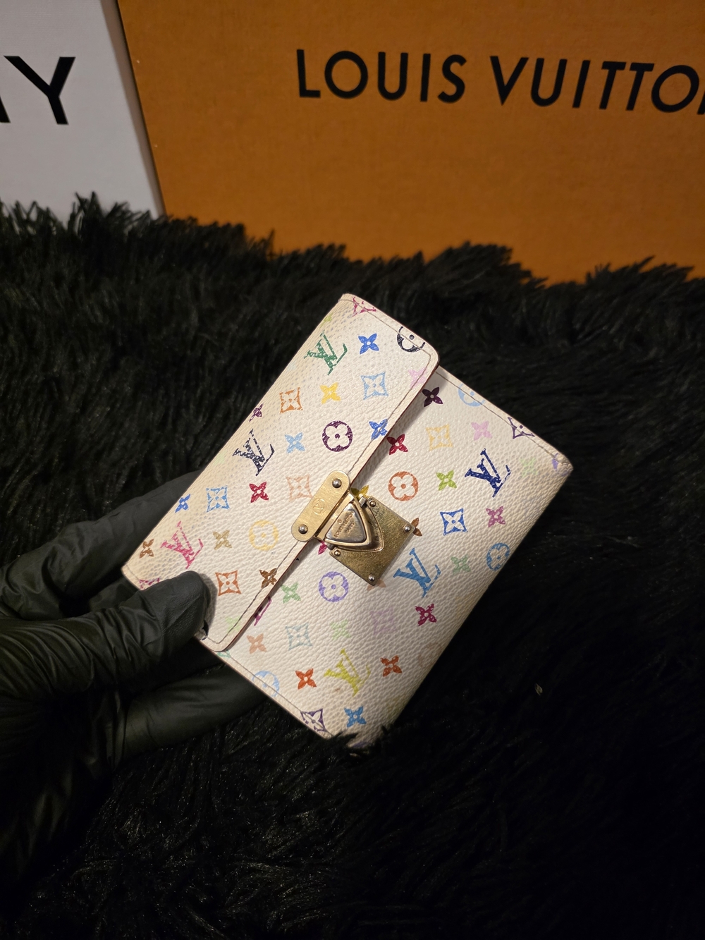 Authentic Louis Vuitton White Multicolor Monogram Wallet